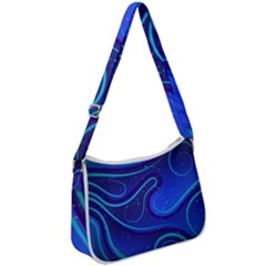 Wavy Abstract Blue Zip Up Shoulder Bag by Ravend