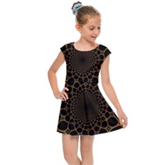 Fractal Abstract Web Art Digital Kids  Cap Sleeve Dress by Ravend