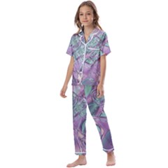 Illustration Fractal Pattern Modern Art Digital Kids  Satin Short Sleeve Pajamas Set by Ravend