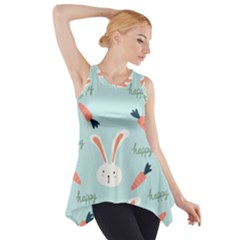 Bunny Carrot Pattern Background Side Drop Tank Tunic by Wegoenart