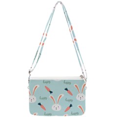 Bunny Carrot Pattern Background Double Gusset Crossbody Bag by Wegoenart