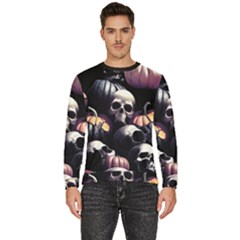 Halloween Party Skulls, Demonic Pumpkins Pattern Men s Fleece Sweatshirt by Casemiro