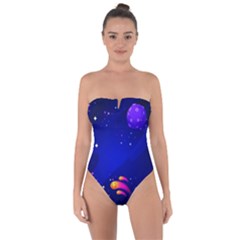 Artistic Space Planet Tie Back One Piece Swimsuit by danenraven