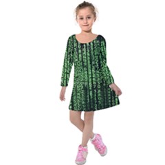 Matrix Technology Tech Data Digital Network Kids  Long Sleeve Velvet Dress by Wegoenart