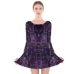 Geometric Art Digital Arts Background Long Sleeve Velvet Skater Dress by Wegoenart