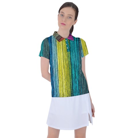 Line Rope Fiber Close Up Multicoloured Background Women s Polo Tee by Wegoenart