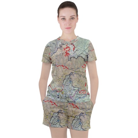 Misc Map Wallpaper Women s Tee And Shorts Set by Wegoenart