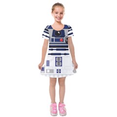 Robot R2d2 R2 D2 Pattern Kids  Short Sleeve Velvet Dress by Jancukart