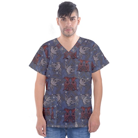 Armenian Ornaments Men s V-neck Scrub Top by Gohar