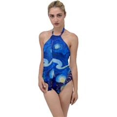 Starry Night In New York Van Gogh Manhattan Chrysler Building And Empire State Building Go With The Flow One Piece Swimsuit by danenraven