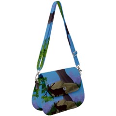 Nature Background Illustration Landscape Saddle Handbag by Wegoenart