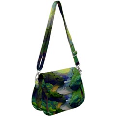 Landscape Illustration Nature Painting Saddle Handbag by Wegoenart