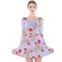 Illustration Pattern Flower Floral Long Sleeve Velvet Skater Dress View1