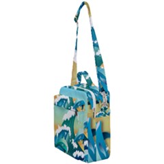 Dolphin Seagull Sea Ocean Wave Crossbody Day Bag by Wegoenart