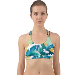 Dolphin Seagull Sea Ocean Wave Back Web Sports Bra by Wegoenart