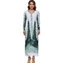 Tree Watercolor Painting Pine Forest Green  Nature Long Sleeve Velour Longline Maxi Dress View1