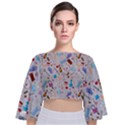 Medical Devices Tie Back Butterfly Sleeve Chiffon Top View1