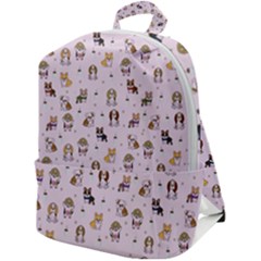 Puppies Dog Pattern Drawing Zip Up Backpack by Wegoenart