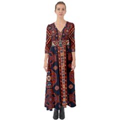 Armenian Old Carpet  Button Up Boho Maxi Dress by Gohar