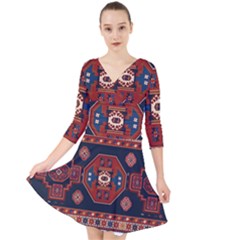 Armenian Carpet Quarter Sleeve Front Wrap Dress by Gohar