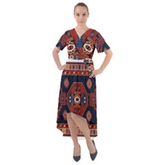 Armenian Carpet Front Wrap High Low Dress by Gohar