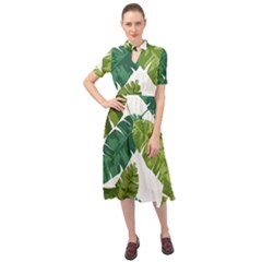 Banana Leaves Tropical Keyhole Neckline Chiffon Dress by ConteMonfrey