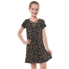 Classy Golden Leaves   Kids  Cross Web Dress by ConteMonfrey