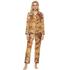 Insect Macro Honey Bee Animal Womens  Long Sleeve Velvet Pocket Pajamas Set by Wegoenart