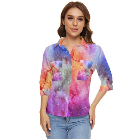 Unicorn Clouds Women s Quarter Sleeve Pocket Shirt by ConteMonfrey