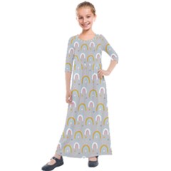 Rainbow Pattern Kids  Quarter Sleeve Maxi Dress by ConteMonfrey