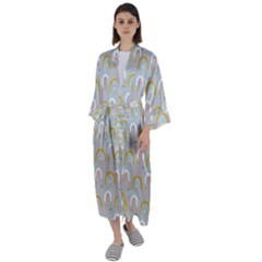 Rainbow Pattern Maxi Satin Kimono by ConteMonfrey