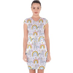 Unicorns, Hearts And Rainbows Capsleeve Drawstring Dress  by ConteMonfrey