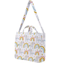 Unicorns, Hearts And Rainbows Square Shoulder Tote Bag by ConteMonfrey