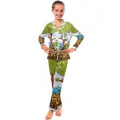 Natural Disaster Flood Earthquake Kid s Satin Long Sleeve Pajamas Set by Jancukart