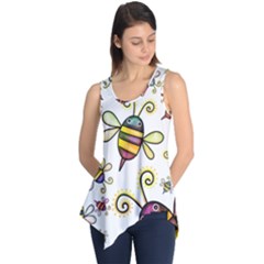 Bee Doodle Cartoon Sleeveless Tunic by Wegoenart