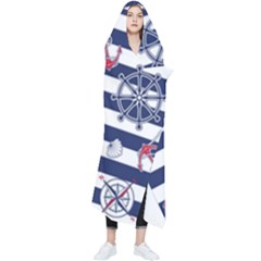 Seamless Marine Pattern Wearable Blanket by BangZart