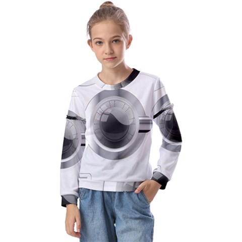 Washing Machines Home Electronic Kids  Long Sleeve Tee With Frill  by Jancukart