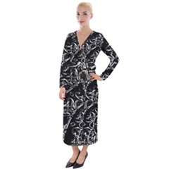 Skeletal Fractals Velvet Maxi Wrap Dress by MRNStudios