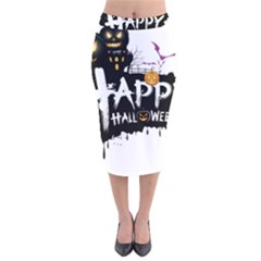 Happy Halloween Velvet Midi Pencil Skirt by Jancukart