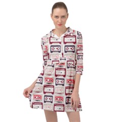 Cassettes Seamless Pattern Mini Skater Shirt Dress by Jancukart