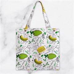 Hamburger With Fruits Seamless Pattern Zipper Grocery Tote Bag by Jancukart