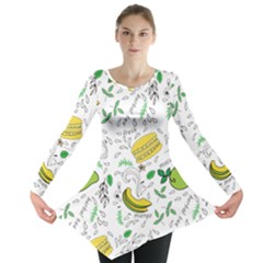 Hamburger With Fruits Seamless Pattern Long Sleeve Tunic  by Jancukart