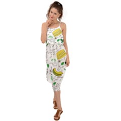 Hamburger With Fruits Seamless Pattern Waist Tie Cover Up Chiffon Dress by Jancukart