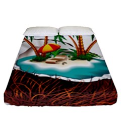 Coconut And Holiday Beach Food Fitted Sheet (queen Size) by Jancukart