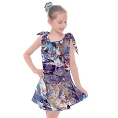 Abstract Cross Currents Kids  Tie Up Tunic Dress by kaleidomarblingart