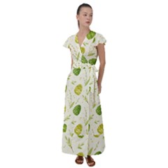 Easter Green Eggs  Flutter Sleeve Maxi Dress by ConteMonfrey