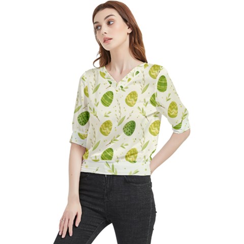 Easter Green Eggs  Quarter Sleeve Blouse by ConteMonfrey