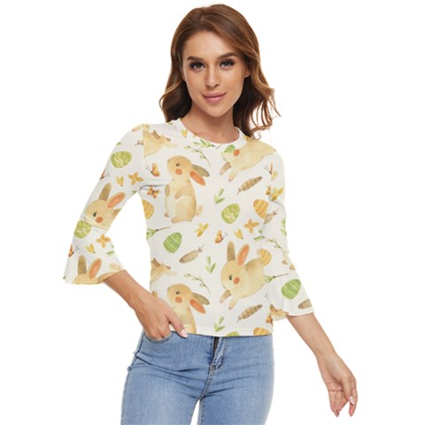 Cute Rabbits - Easter Spirit  Bell Sleeve Top by ConteMonfrey