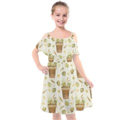 Plant Pot Easter Kids  Cut Out Shoulders Chiffon Dress by ConteMonfrey