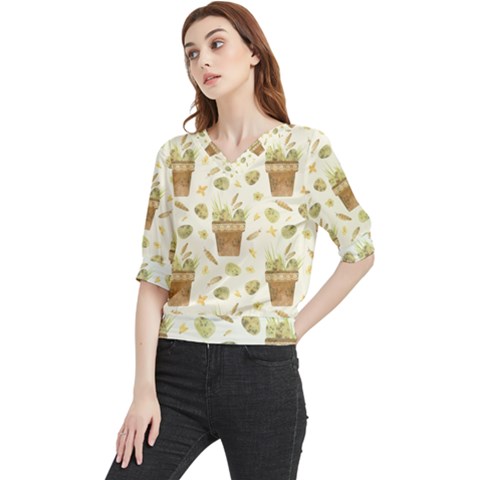 Plant Pot Easter Quarter Sleeve Blouse by ConteMonfrey